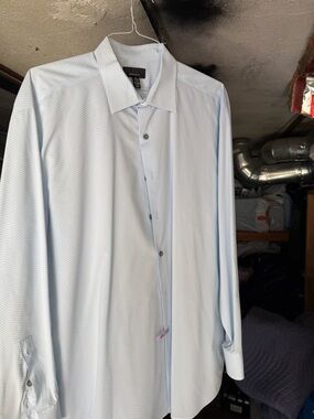 Alfani Men's Pale Blue Chevron Dress Shirt